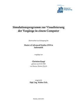 Simulationsprogramm Zur Visualisierung Der Vorgänge in Einem Computer