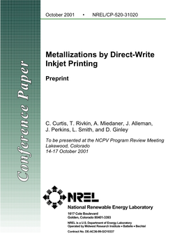 Metallizations by Direct-Write Inkjet Printing