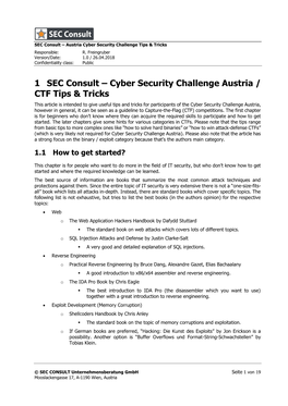 1 SEC Consult – Cyber Security Challenge Austria / CTF Tips & Tricks