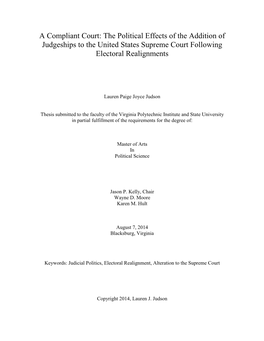The Political Effects of the Addition of Judgeships to the United States Supreme Court Following Electoral Realignments