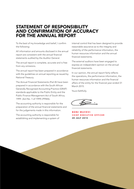 Statement of Responsibility and Confirmation of Accuracy for the Annual Report