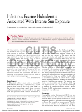 Infectious Eccrine Hidradenitis Associated with Intense Sun Exposure