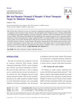 Bile Acid Receptor Farnesoid X Receptor: a Novel Therapeutic Target for Metabolic Diseases