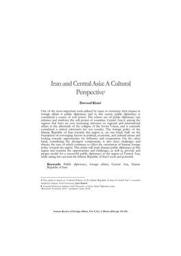 Iran and Central Asia: a Cultural Perspective1