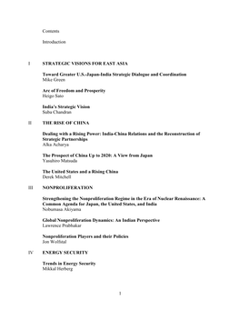 1 Contents Introduction I STRATEGIC VISIONS for EAST ASIA Toward