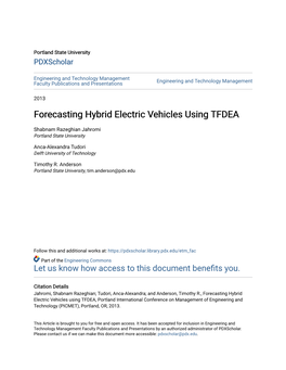 Forecasting Hybrid Electric Vehicles Using TFDEA