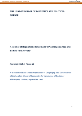 A Politics of Regulation: Haussmann's Planning Practice and Badiou's