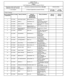 (CHAPTER V , PARA 25) FORM 9 List of Applications for Inclusion