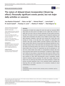 The Nature of Delayed Dream Incorporation ('Dream-Lag Effect')