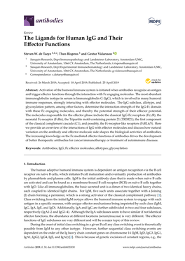 The Ligands for Human Igg and Their Effector Functions