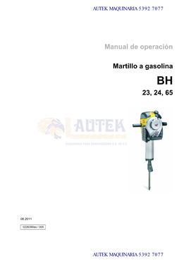 Manual De Operación Martillo a Gasolina 23, 24, 65