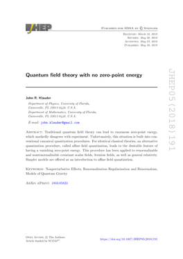 Quantum Field Theory with No Zero-Point Energy