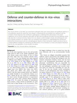 Defense and Counter-Defense in Rice–Virus Interactions Jiaqi Qin, Ci Wang, Leqi Wang, Shanshan Zhao* and Jianguo Wu*