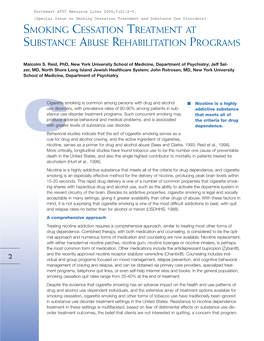 Smoking Cessation Treatment at Substance Abuse Rehabilitation Programs