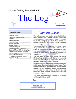 Hunter Sailing Association #1 the Log November 2008 Volume 36, Issue 4