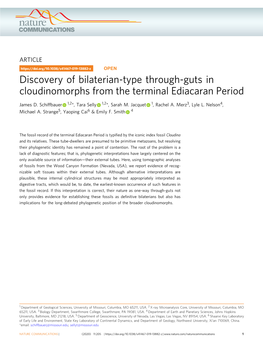 Discovery of Bilaterian-Type Through-Guts in Cloudinomorphs from the Terminal Ediacaran Period