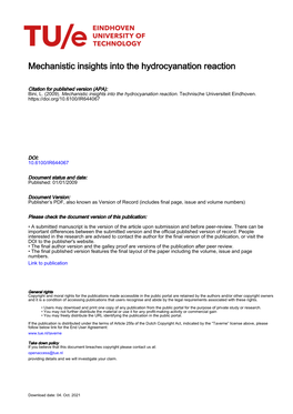 Mechanistic Insights Into the Hydrocyanation Reaction