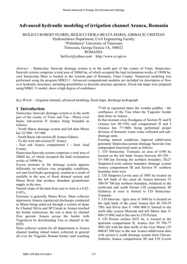 Advanced Hydraulic Modeling of Irrigation Channel Aranca, Romania