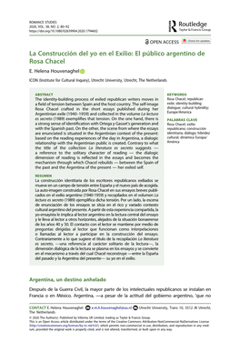 La Construcción Del Yo En El Exilio: El Público Argentino De Rosa Chacel E