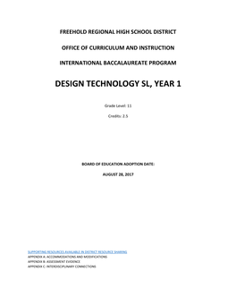 Design Technology Sl, Year 1