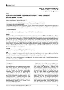 How Does Corruption Affect the Adoption of Lobby Registers? a Comparative Analysis
