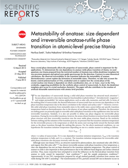 Metastability of Anatase