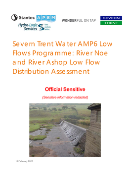Severn Trent Water AMP6 Low Flows Programme: River Noe and River Ashop Low Flow Distribution Assessment