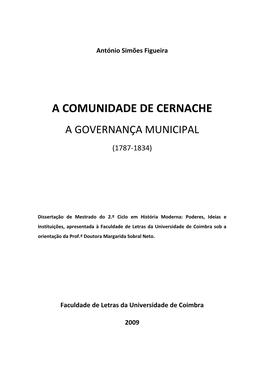 A Comunidade De Cernache a Governança Municipal