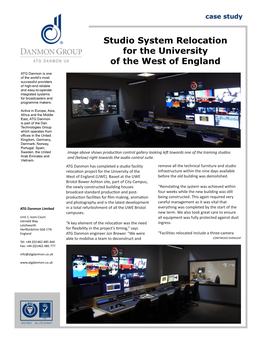 Studio System Relocation for the University of the West of England