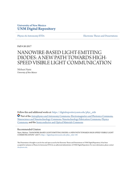 Nanowire-Based Light-Emitting Diodes: a New Path Towards High-Speed Visible Light Communication." (2017)