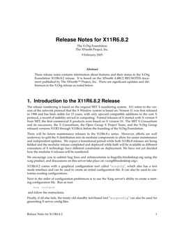 Release Notes for X11R6.8.2 the X.Orgfoundation the Xfree86 Project, Inc