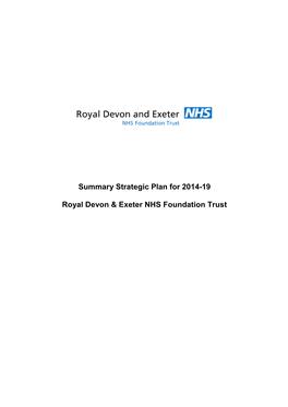 Summary Strategic Plan for 2014-19 Royal Devon & Exeter NHS