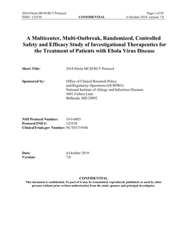 A Multicenter, Multi-Outbreak, Randomized, Controlled Safety And