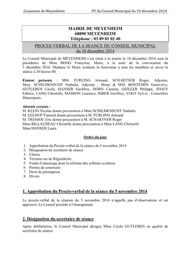 PV CONSEIL MUNICIPAL 10 Décembre 2014