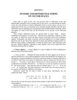 Tensors and Differential Forms on Vector Spaces