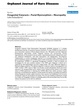 Congenital Cataracts–Facial Dysmorphism–Neuropathy