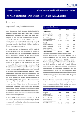 Management Discussion and Analysis