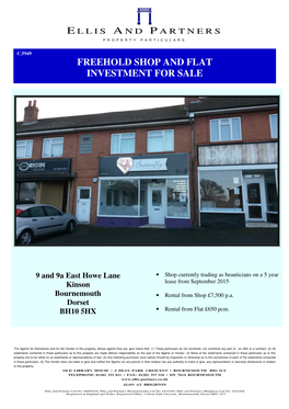 Freehold Shop and Flat Investment for Sale