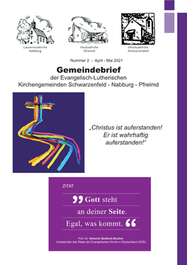 Gemeindebrief Der Evangelisch-Lutherischen Kirchengemeinden Schwarzenfeld - Nabburg - Pfreimd