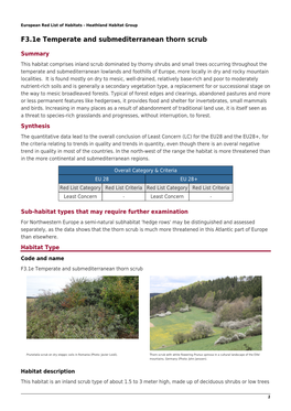 F3.1E Temperate and Submediterranean Thorn Scrub