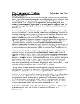 The Endocrine System Brightside July, 2019 by Dr