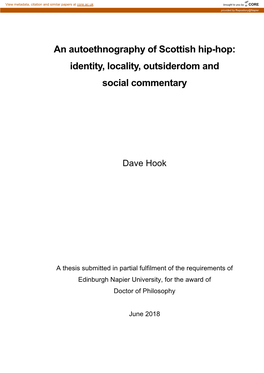 An Autoethnography of Scottish Hip-Hop: Identity, Locality, Outsiderdom and Social Commentary