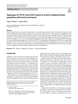 Haplotypes of CYP1B1 and CCDC57 Genes in an Afro-Caribbean Female
