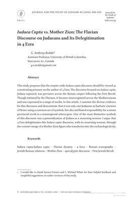 Iudaea Capta Vs. Mother Zion: the Flavian Discourse on Judaeans and Its Delegitimation in 4 Ezra