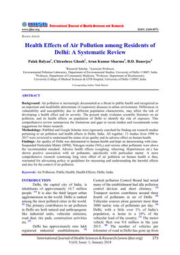 Health Effects of Air Pollution Among Residents of Delhi: a Systematic Review