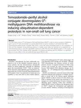 Perillyl Alcohol Conjugate Downregulates O6-Methylguanin DNA Methltransferase Via Inducing Ubiquitination-De