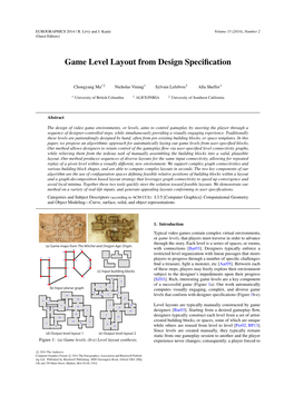 Game Level Layout from Design Specification