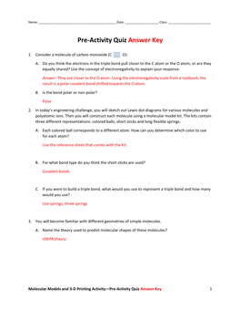 Pre-Activity Quiz Answer Key (Pdf)