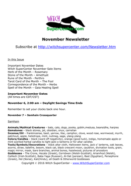 November Newsletter