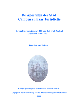 De Apostillen Der Stad Campen En Haar Jurisdictie, 1796-1803